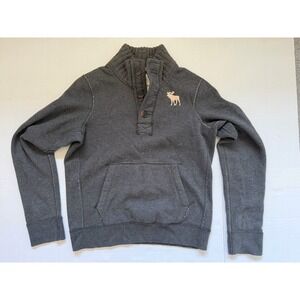 Vintage Y2K Abercrombie & Fitch MD Henley Sweatshirt Moose Logo Muscle Preppy